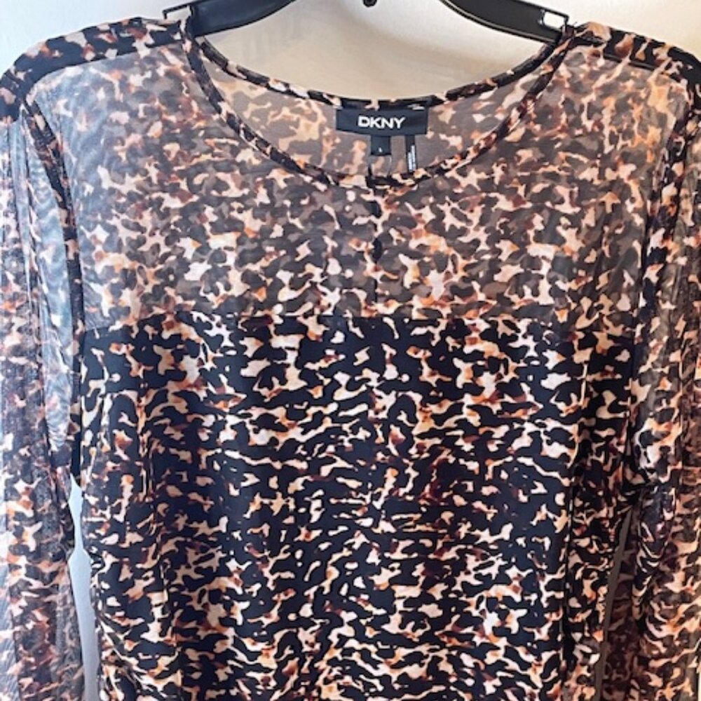DKNY Mesh Animal Print Tops